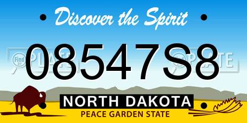 08547S8 North Dakota License Plate