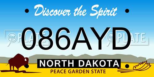 086AYD North Dakota License Plate