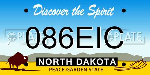 086EIC North Dakota License Plate