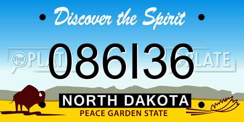 086I36 North Dakota License Plate