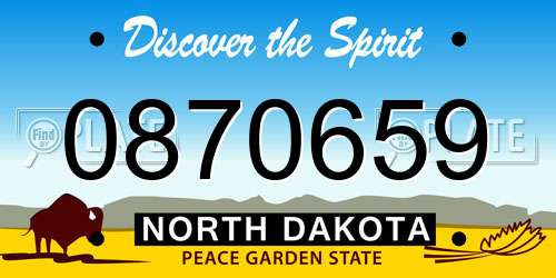 0870659 North Dakota License Plate