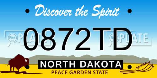 0872TD North Dakota License Plate