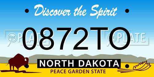 0872TO North Dakota License Plate