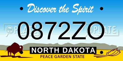 0872ZO North Dakota License Plate