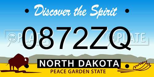 0872ZQ North Dakota License Plate