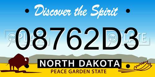 08762D3 North Dakota License Plate