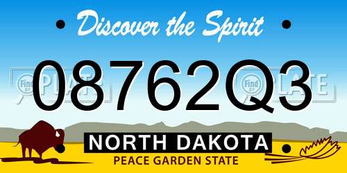 08762Q3 North Dakota License Plate