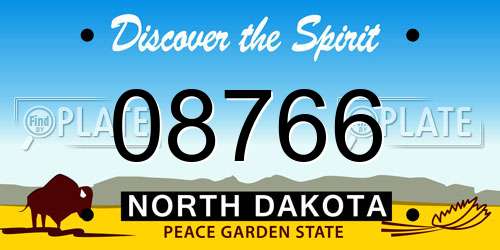 08766 North Dakota License Plate