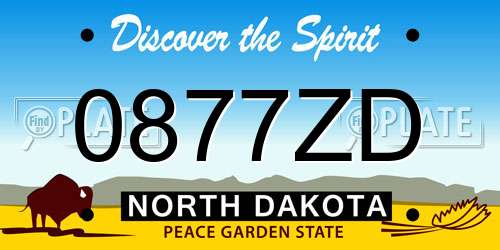 0877ZD North Dakota License Plate