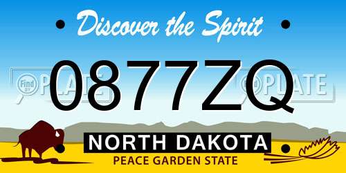 0877ZQ North Dakota License Plate