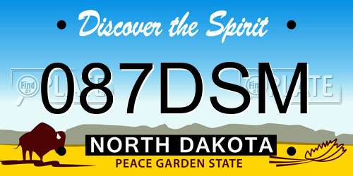 087DSM North Dakota License Plate