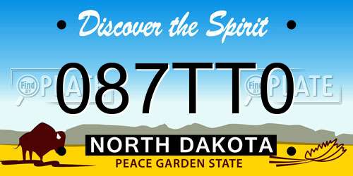 087TT0 North Dakota License Plate