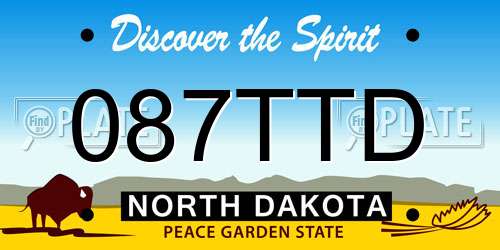 087TTD North Dakota License Plate