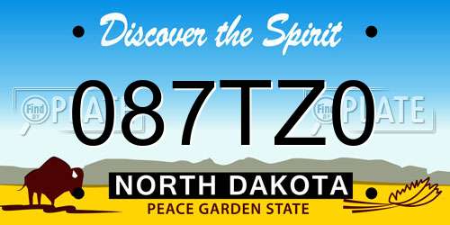 087TZ0 North Dakota License Plate