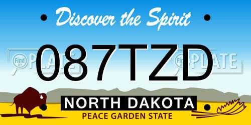 087TZD North Dakota License Plate