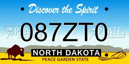 087ZT0 North Dakota License Plate