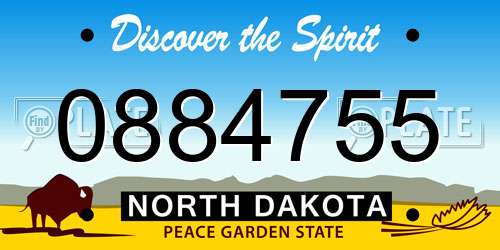 0884755 North Dakota License Plate