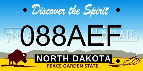 088AEF North Dakota License Plate
