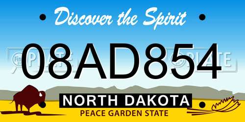 08AD854 North Dakota License Plate