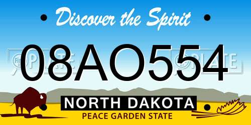 08AO554 North Dakota License Plate