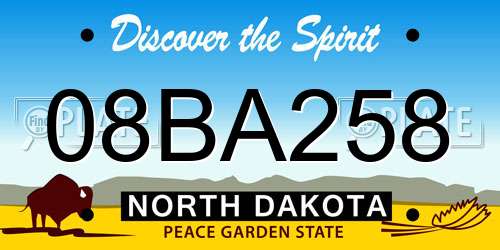 08BA258 North Dakota License Plate