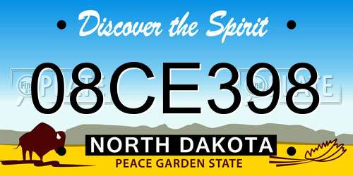 08CE398 North Dakota License Plate