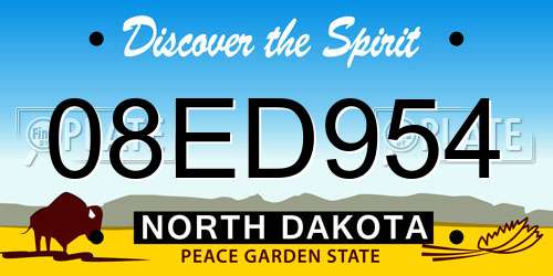 08ED954 North Dakota License Plate