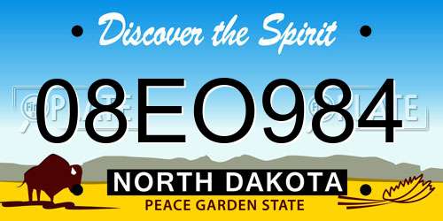 08EO984 North Dakota License Plate