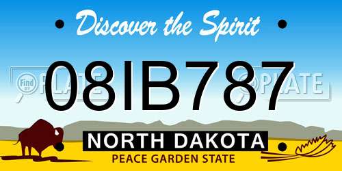 08IB787 North Dakota License Plate