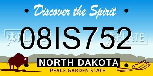 08IS752 North Dakota License Plate
