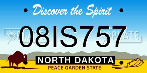 08IS757 North Dakota License Plate