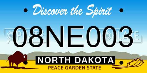 08NE003 North Dakota License Plate