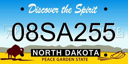 08SA255 North Dakota License Plate