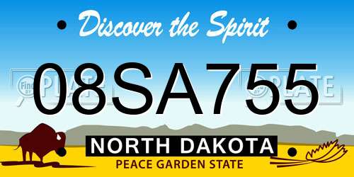 08SA755 North Dakota License Plate
