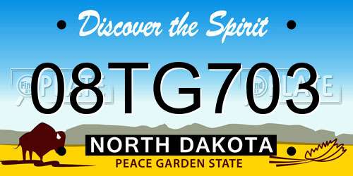 08TG703 North Dakota License Plate