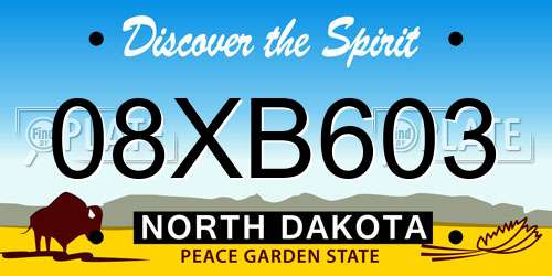 08XB603 North Dakota License Plate