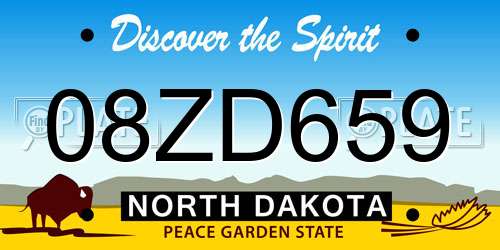 08ZD659 North Dakota License Plate