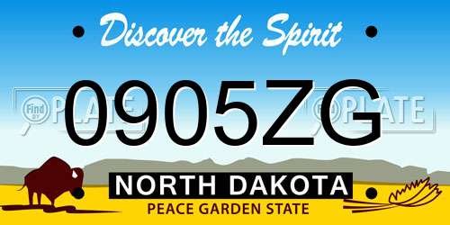 0905ZG North Dakota License Plate