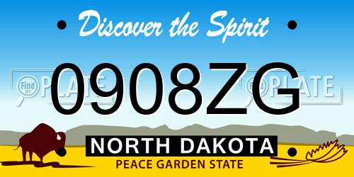 0908ZG North Dakota License Plate