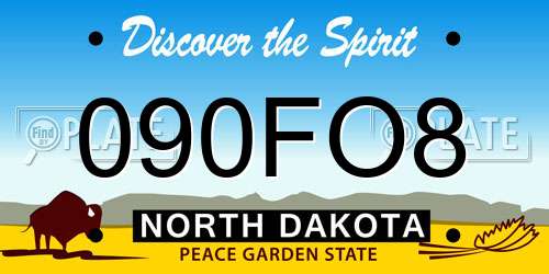 090FO8 North Dakota License Plate
