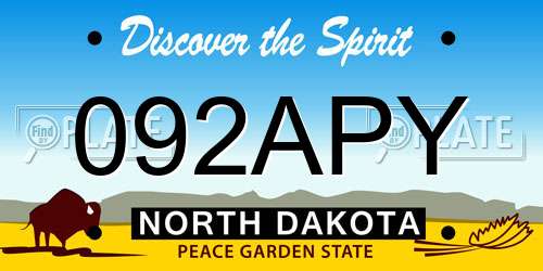 092APY North Dakota License Plate