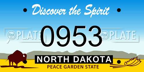 0953 North Dakota License Plate