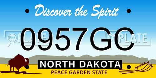0957GC North Dakota License Plate