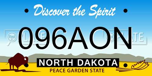 096AON North Dakota License Plate