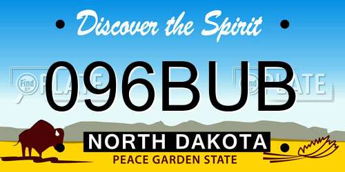 096BUB North Dakota License Plate
