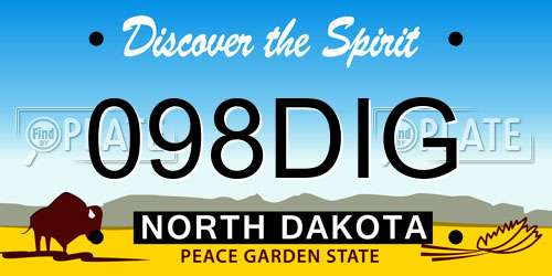 098DIG North Dakota License Plate