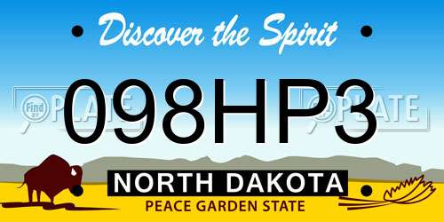 098HP3 North Dakota License Plate