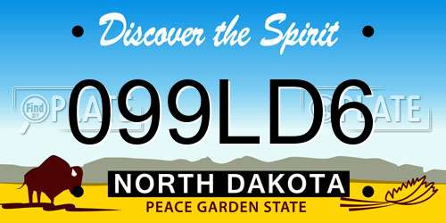 099LD6 North Dakota License Plate