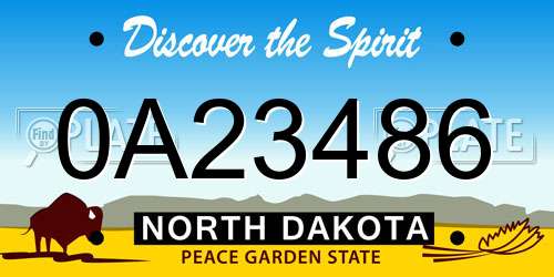 0A23486 North Dakota License Plate