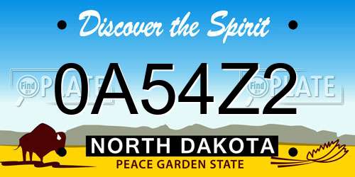 0A54Z2 North Dakota License Plate